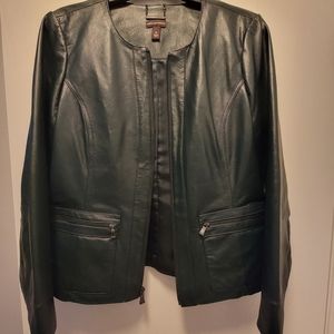 NWT. Real Leather Jacket - Dark Green